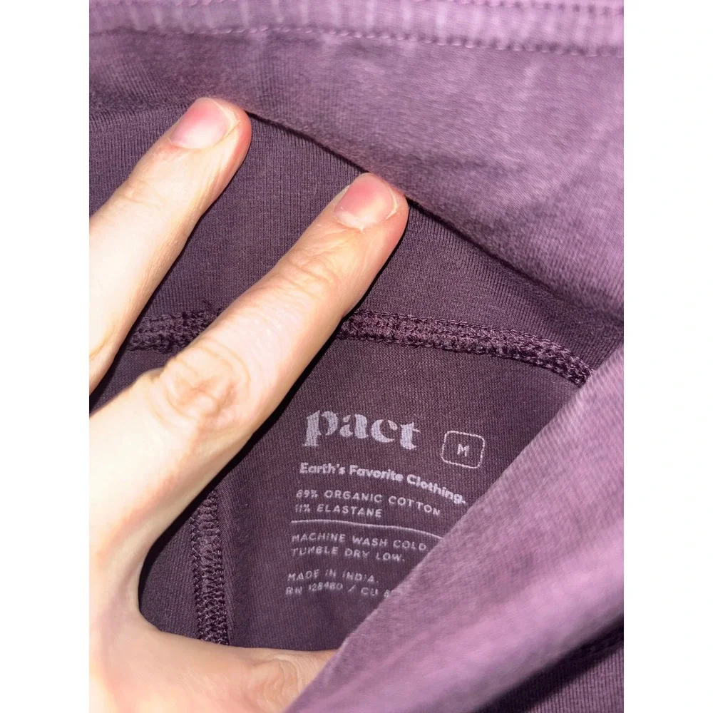 Pact Organic Cotton Leggings Women Sz M Purple Sustainable Yoga Pants Perfect - Picture 4 of 6